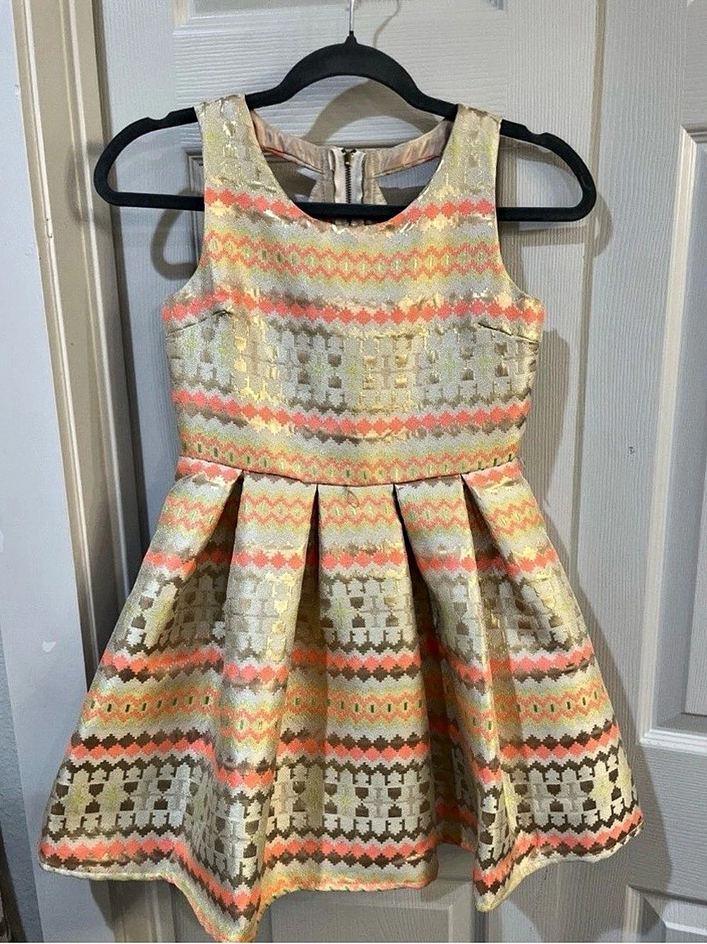 Pink & Violet SL Dress Brocade Mini Dress in Pink & Gold Girls Size 10